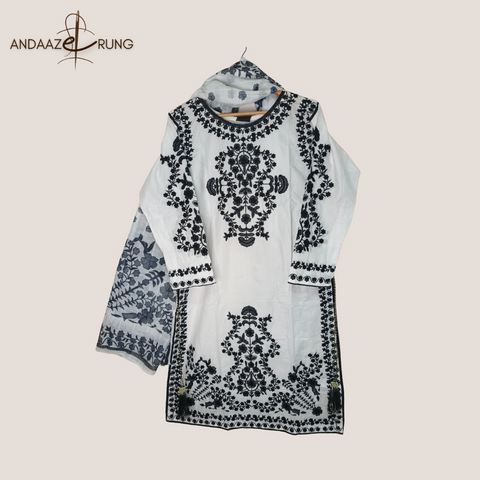 Black & White Fully Embroidered Lawn Suit – 3 Piece | Party Wear Collection