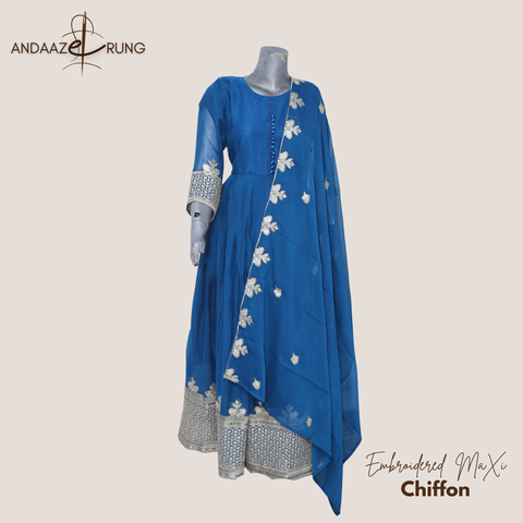 Zinc Embroidered Chiffon Maxi – 3 Piece Stitched Suit