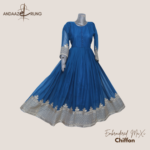 Zinc Embroidered Chiffon Maxi – 3 Piece Stitched Suit
